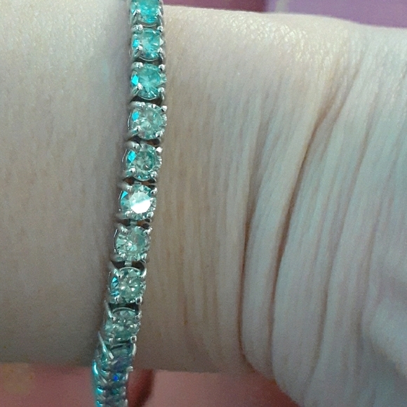 BLUE MOISSANITE TENNIS BRACELET - Picture 5 of 11